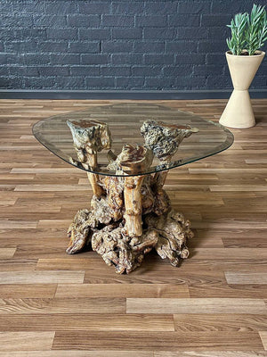 Mid-Century Modern Burl Root Side & Glass Side Table, c.1960’s
