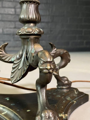 Pair of American French Neoclassical Revival Patinated Bronze Griffin Floor Lamps, c.1950's