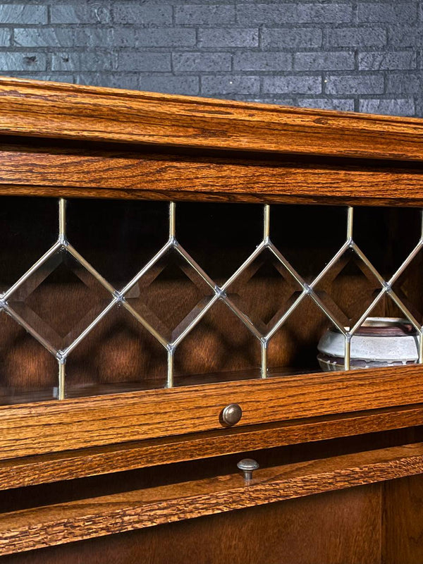 Vintage Barristers Oak & Glass 3-Tier Bookcase Shelf Cabinet, c.1960’s