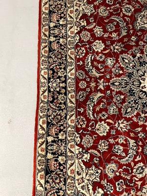 Vintage Persian Hand-Knotted Wool Floral Medallion Area Rug, c.1960's