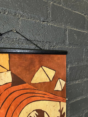 Mid-Century Modern  Abstract Figural Textile Wall Hanging Signed ORA, c.1960's