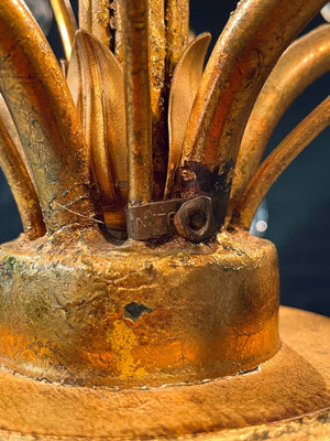 Italian Gilt Tole Floral Crystal Candelabra Table Lamp, c.1950’s