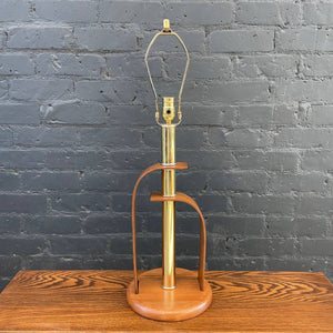 Mid-Century Modern Walnut & Brass Table Lamp, c.1950’s