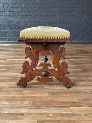 Vintage Spanish Baroque Carved Mahogany Bench, c.1950’s