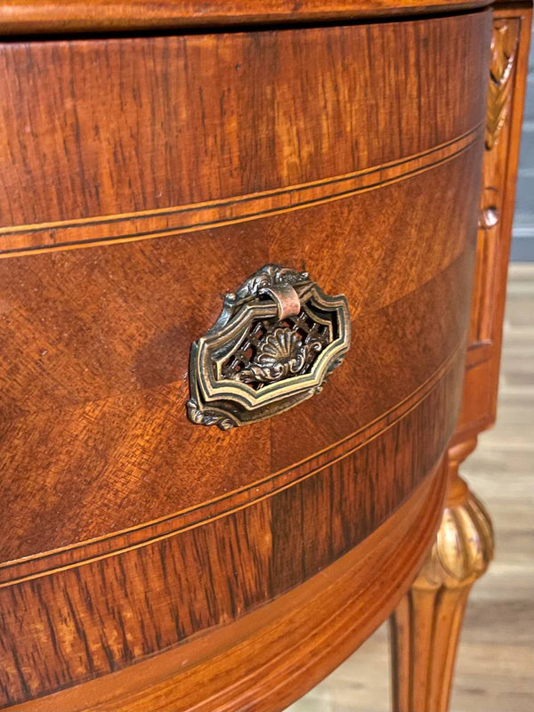 French Louis XVI Style Mahogany & Pink Marble-Top Night Stand, c.1920’s