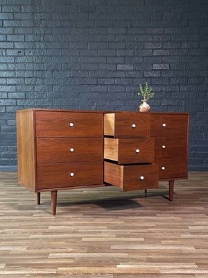 Mid-Century Modern 9-Drawer Walnut Dresser, c.1960’s
