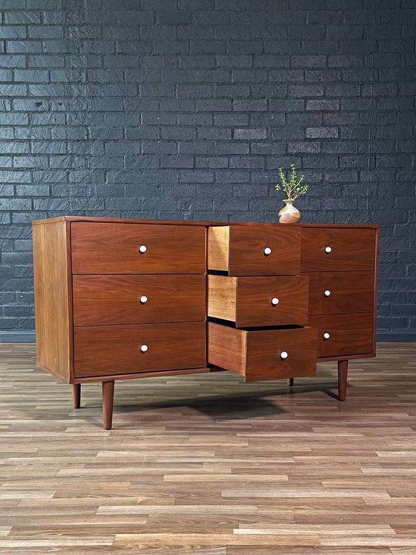 Mid-Century Modern 9-Drawer Walnut Dresser, c.1960’s