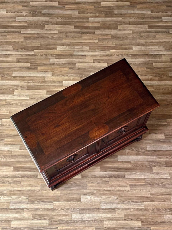English Jacobean Style Mahogany Sideboard Cabinet by Berkey & Gay, c.1940’s