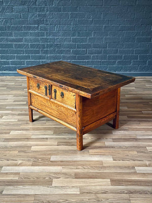 Antique Chinese Rustic Low Console Table w/ Secret Compartment, c.1920’s