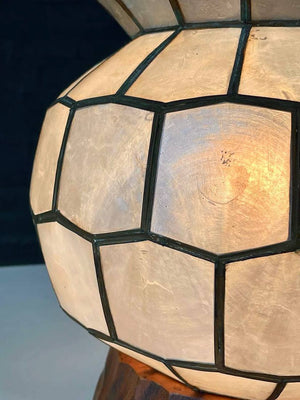 Vintage Capiz Lotus Leaf Shell & Brass Table Lamp, c.1970’s