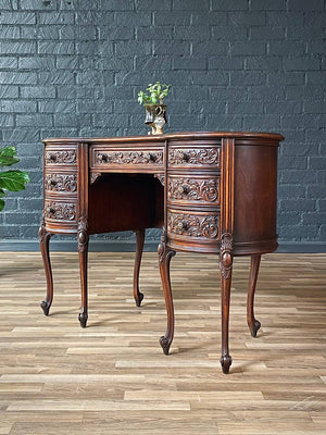 French Kidney Shape Carved Writing Desk, c.1950’s