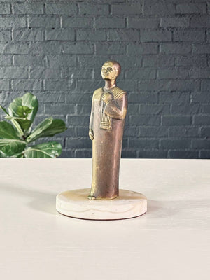 Egyptian Style Brass & Marble Figurative Sculpture