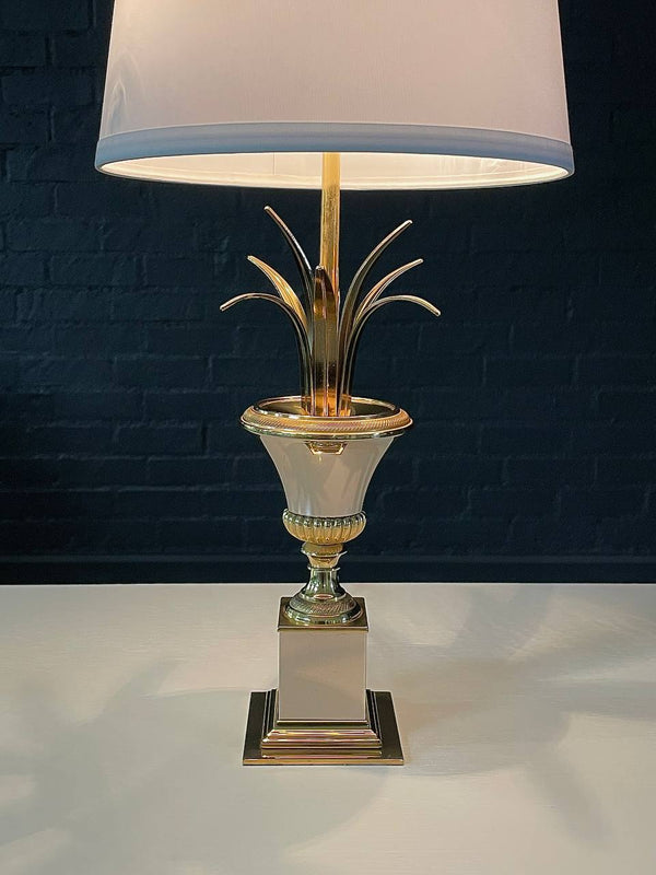 Vintage Hollywood Regency Brass Palm Leaves Table Lamp, c.1970’s