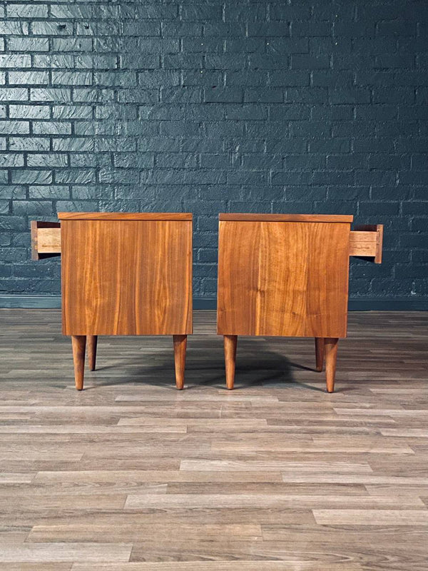 Pair of Mid-Century Modern Walnut Night Stands w/ Bookcase, c.1960’s