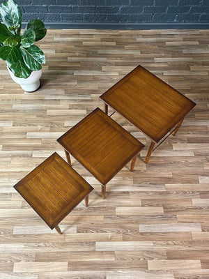 Set of Mid-Century Modern “Sophisticate” Nesting Tables w/ Brass Accents, c.1960’s