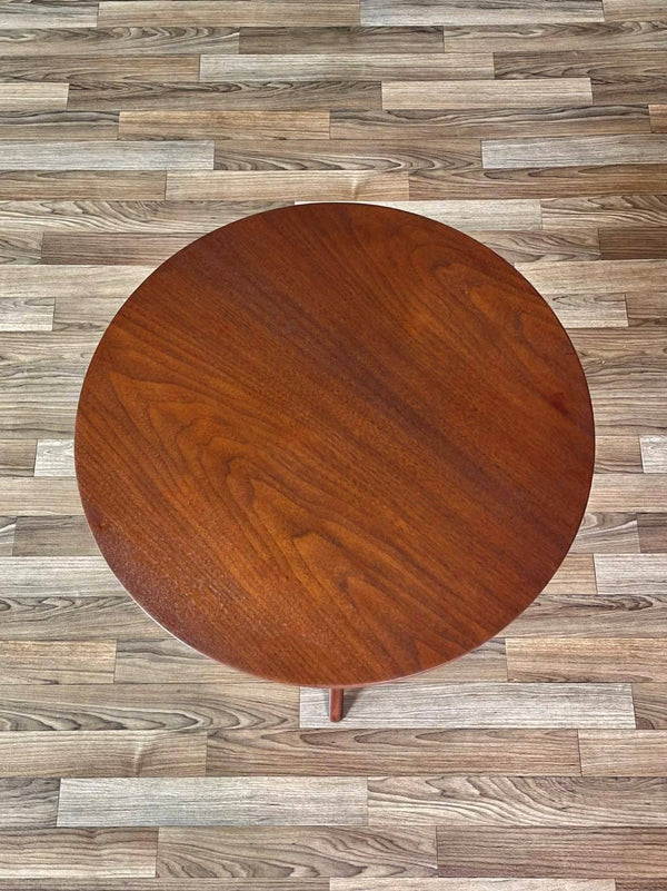 Mid-Century Modern Round Walnut Side Table w/ Sculpted Tripod Base, c.1960’s