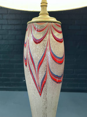 Mid Century Modern Italian Murano Glass Table Lamp with Decoration & Brass Base, c.1970's