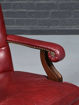Pair of American Regency Revival Tufted Leather Armchairs, c.1970's