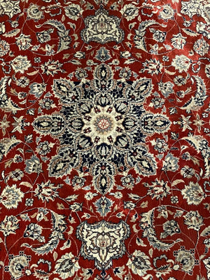 Vintage Persian Hand-Knotted Wool Floral Medallion Area Rug, c.1960's