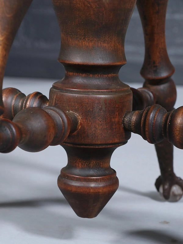 American Victorian Adjustable Piano Stool w/ Ball & Claw Glass Feet, c.1930’s