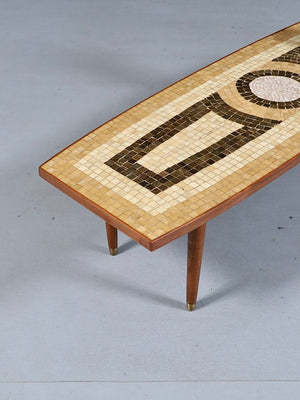 Mid Century Modern Geometric Mosaic Tile Top Coffee Table, c.1960's