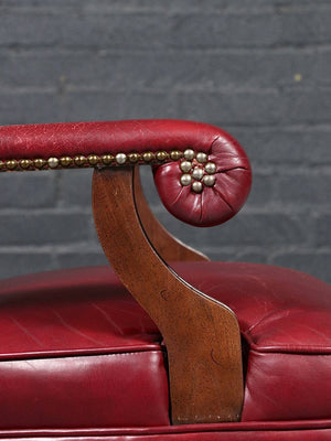Pair of American Regency Revival Tufted Leather Armchairs, c.1970's