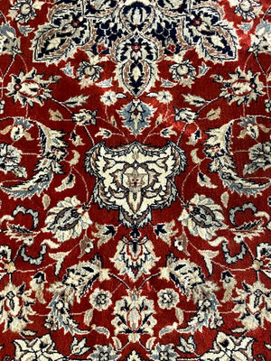 Vintage Persian Hand-Knotted Wool Floral Medallion Area Rug, c.1960's