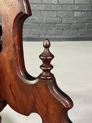 Antique Victorian Eastlake Walnut & White Marble Parlor Table, c.1900's
