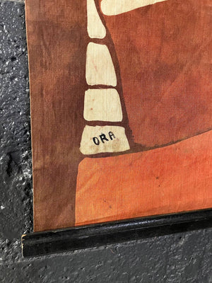 Mid-Century Modern  Abstract Figural Textile Wall Hanging Signed ORA, c.1960's
