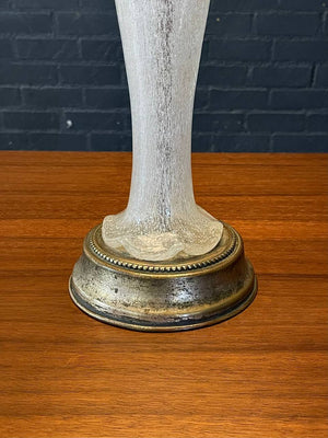 Mid Century Modern Italian Murano Glass Table Lamp with Decoration & Brass Base, c.1970's