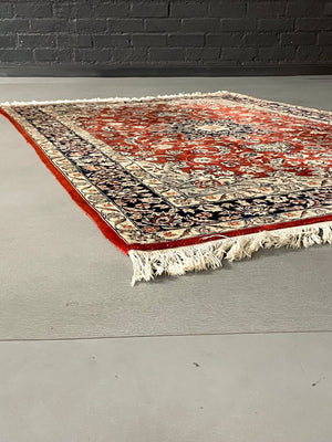 Vintage Persian Hand-Knotted Wool Floral Medallion Area Rug, c.1960's