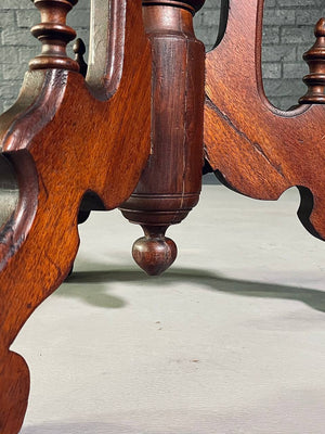 Antique Victorian Eastlake Walnut & White Marble Parlor Table, c.1900's