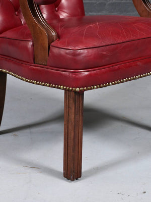 Pair of American Regency Revival Tufted Leather Armchairs, c.1970's