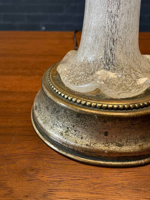 Mid Century Modern Italian Murano Glass Table Lamp with Decoration & Brass Base, c.1970's