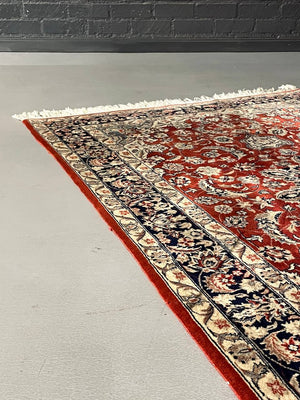 Vintage Persian Hand-Knotted Wool Floral Medallion Area Rug, c.1960's