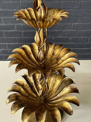 Italian Regency Gilt Tole 3-Tier Palm Leaf Stand, c.1960's