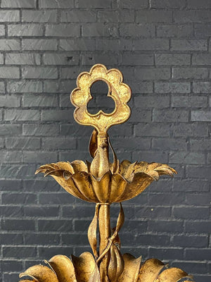 Italian Regency Gilt Tole 3-Tier Palm Leaf Stand, c.1960's