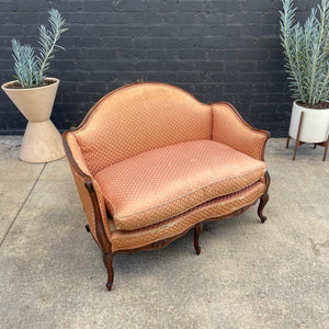 Vintage Antique Carved Love Seat Sofa, c.1940’s