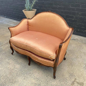 Vintage Antique Carved Love Seat Sofa, c.1940’s