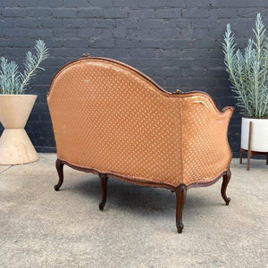 Vintage Antique Carved Love Seat Sofa, c.1940’s