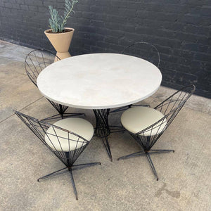 Vintage Iron Dining Set with Swivel Chairs with Composite Top, c.1960’s