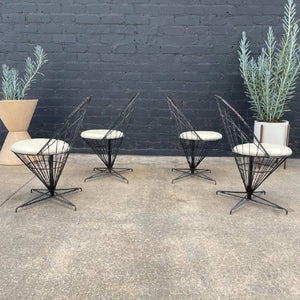 Vintage Iron Dining Set with Swivel Chairs with Composite Top, c.1960’s