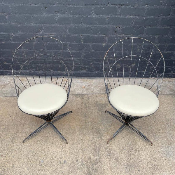 Vintage Iron Dining Set with Swivel Chairs with Composite Top, c.1960’s