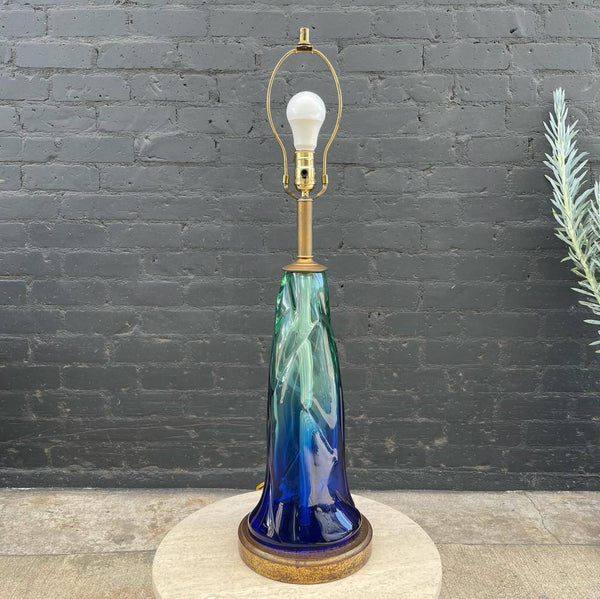 Vintage Murano Glass Table Lamp with Brass Accents, c.1960’s