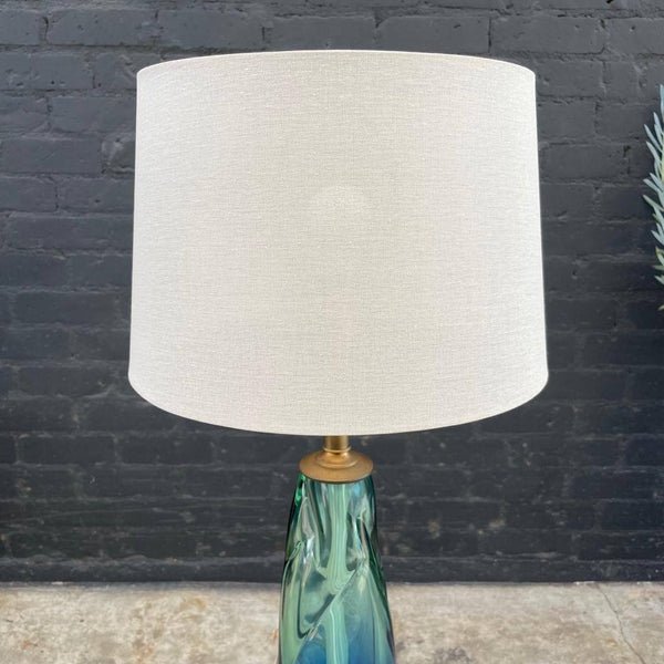 Vintage Murano Glass Table Lamp with Brass Accents, c.1960’s