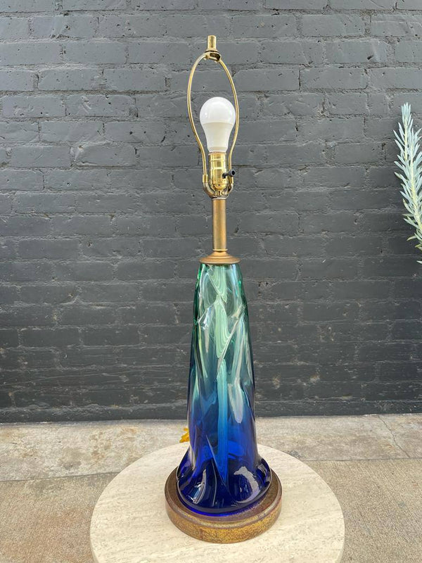 Vintage Murano Glass Table Lamp with Brass Accents, c.1960’s