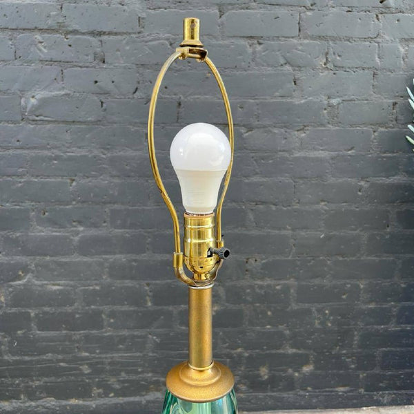 Vintage Murano Glass Table Lamp with Brass Accents, c.1960’s