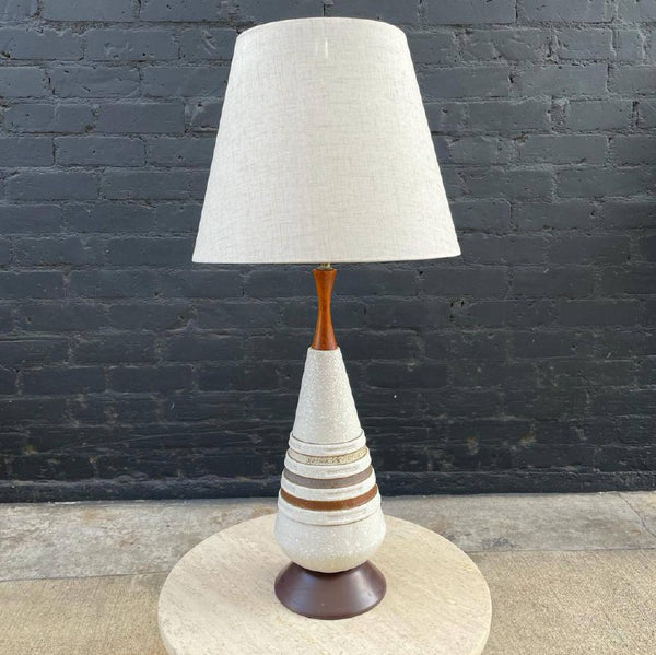 Pair of Mid-Century Modern Ceramic Table Lamps with New Linen Shades, c.1960’s