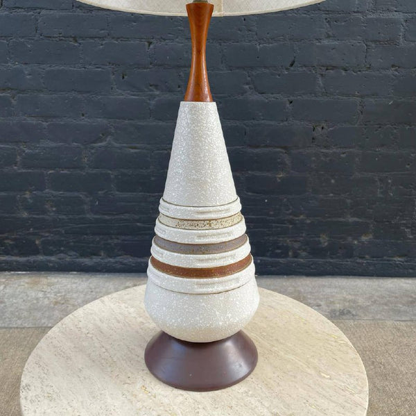 Pair of Mid-Century Modern Ceramic Table Lamps with New Linen Shades, c.1960’s