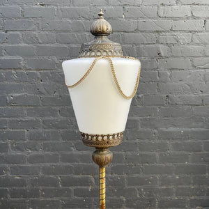 Vintage Boho Hollywood Regency Brass & Glass Floor Lamp, c.1960’s